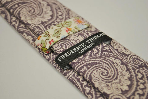 purple paisley cotton linen tie